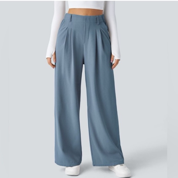 HALARA Pants - Halara Wide-Leg Women's Waffle Pants in Slate Blue